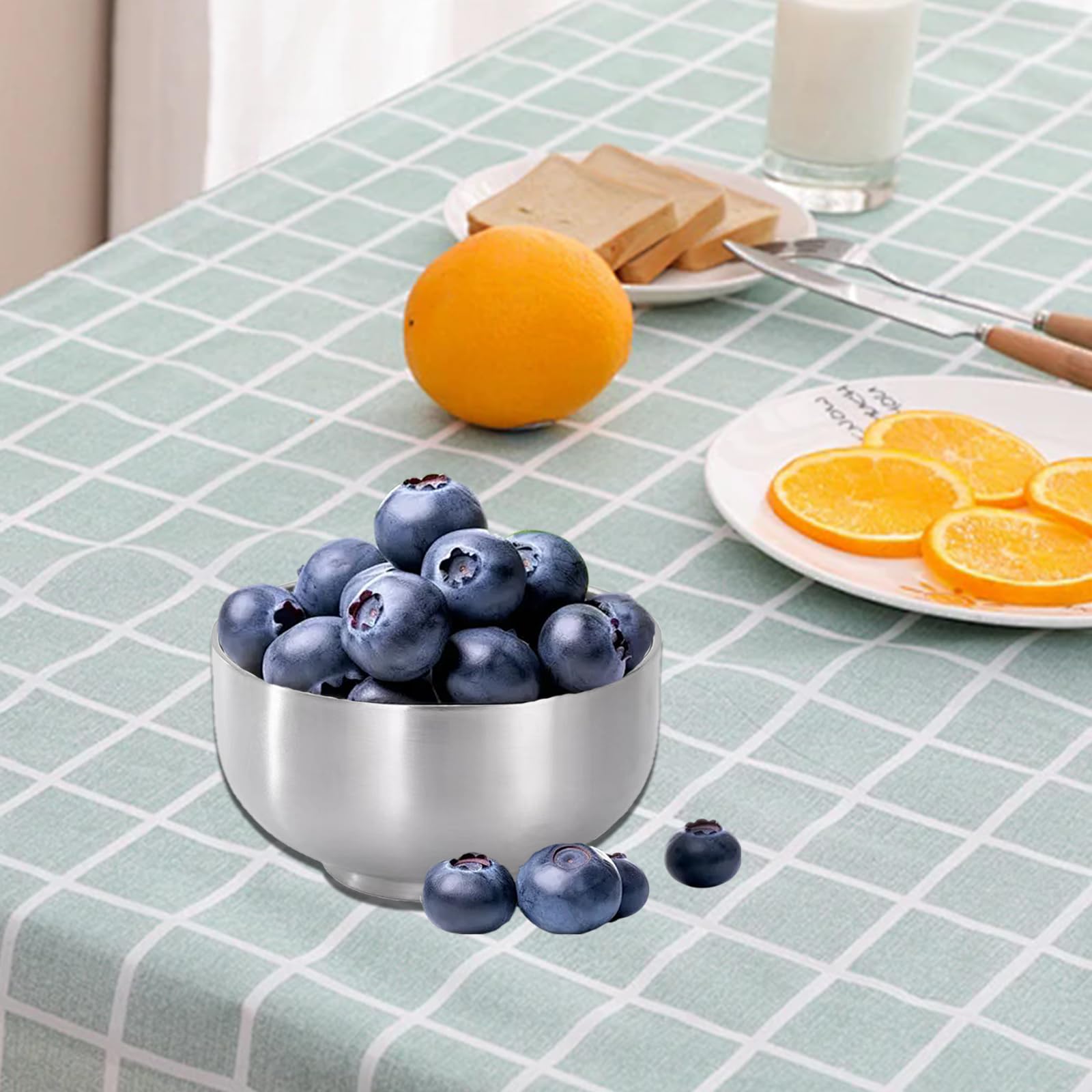 Tazones de cereales duraderos de acero inoxidable de 18OZ, cuencos de sopa aislados de doble pared, cuencos de arroz irrompibles, tazón de servir para mezclar pasta de fideos de postre , paquete de 4