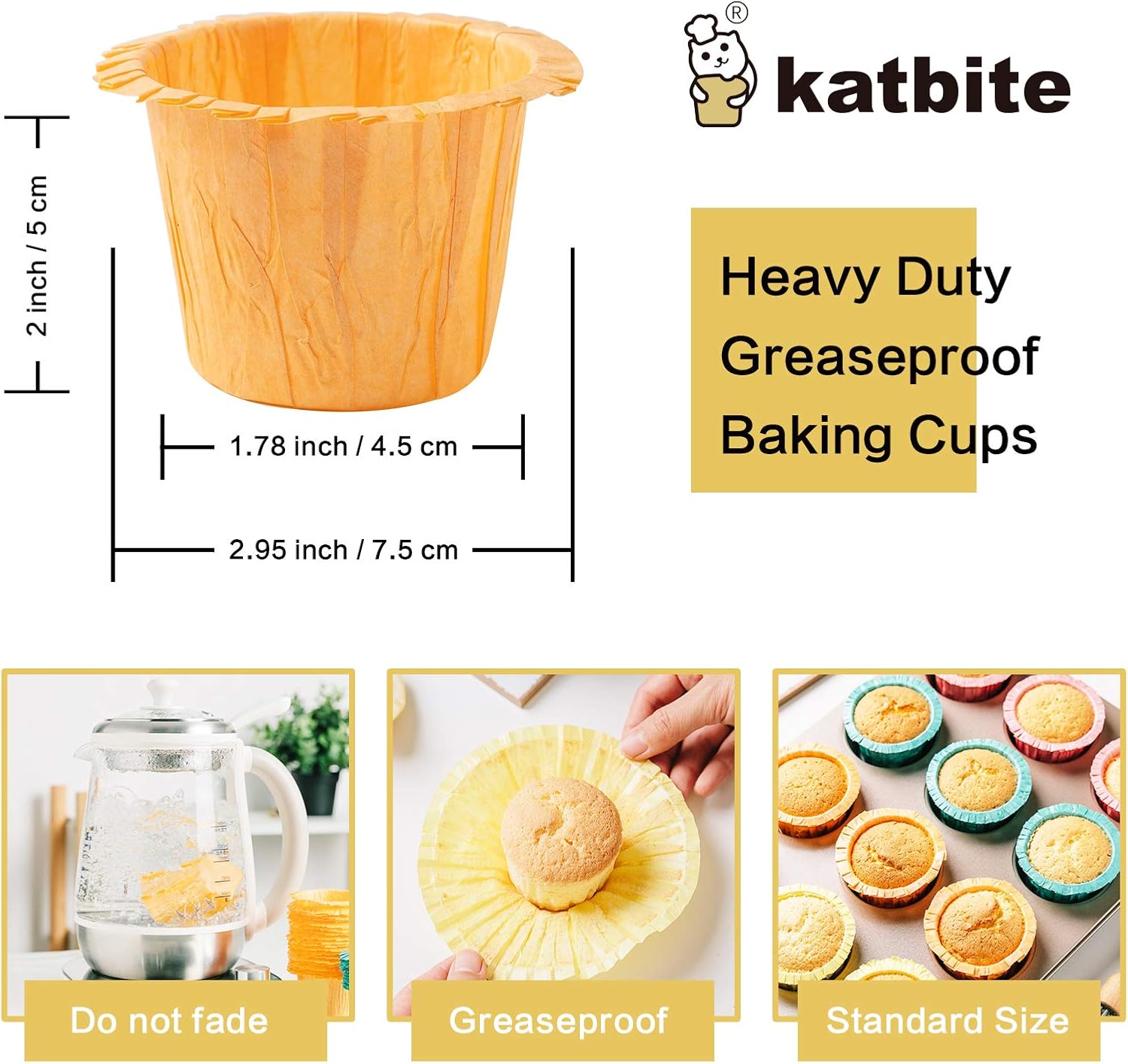 Katbite Parchment Baking Cups Cupcake Liners 160PCS, Christmas Cupcake Liners, Disposable Muffin Baking Liners, Heavy Duty Grease Resistant, Birthday Party, Top Hat Shape With 5 Decorations