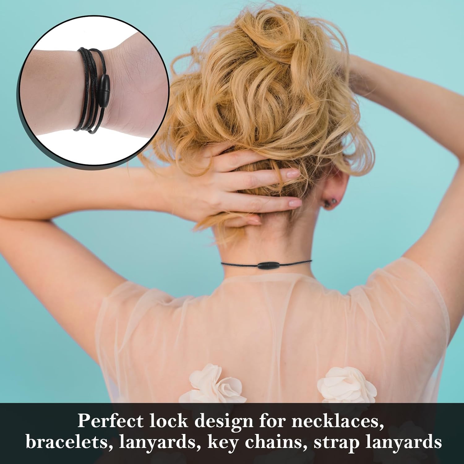 35 Pack Lanyard String with Breakaway Clasps Buckle, Black Nylon Replacement Necklace Cord String Rope Safety Plastic Breakaway Lanyard Strings Kit for DIY Pendants Bracelet Necklace Jewelry Making - Image 6