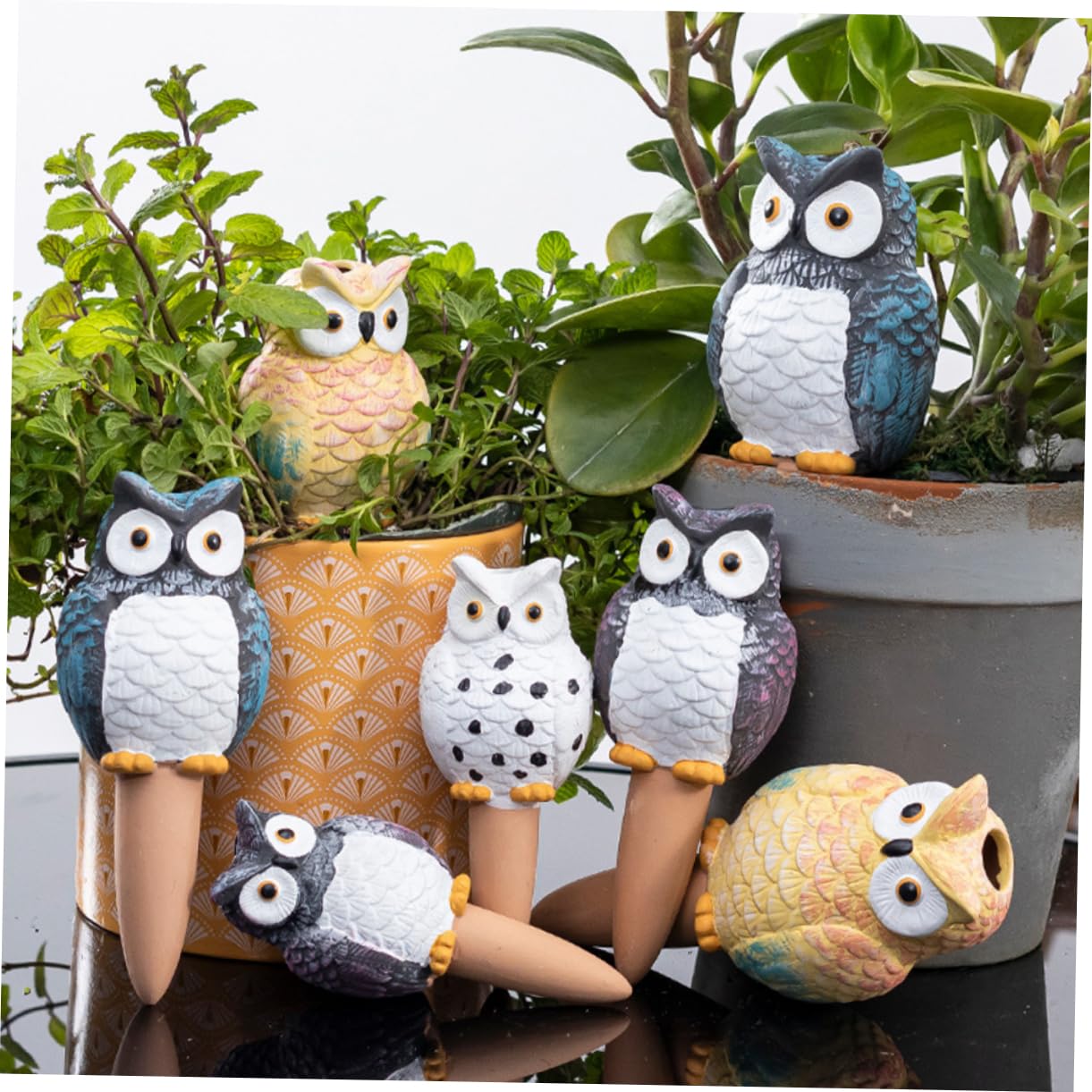 Yardwe Dispositif D’arrosage Automatique de Hibou, 4 Pièces, 210ml, en Latérite, pour Plantes en Pot et Jardinières D’intérieur