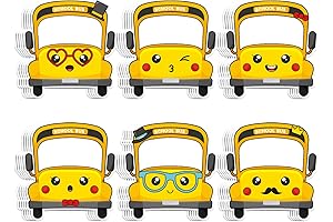 120Pcs School Bus Name Tags Funny Cartoon School Bus Nameplate Stickers Classroom...