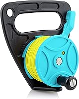 Vista 1 de Carrete de buceo con tapón de pulgar, carrete de buceo retráctil de alta visibilidad de 150 pies con interruptor de parada de mango para exploración