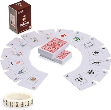 Yellow Mountain Imports Mahjong Bundle - Chinese Traditional Mahjong Playing Cards & Bracelet