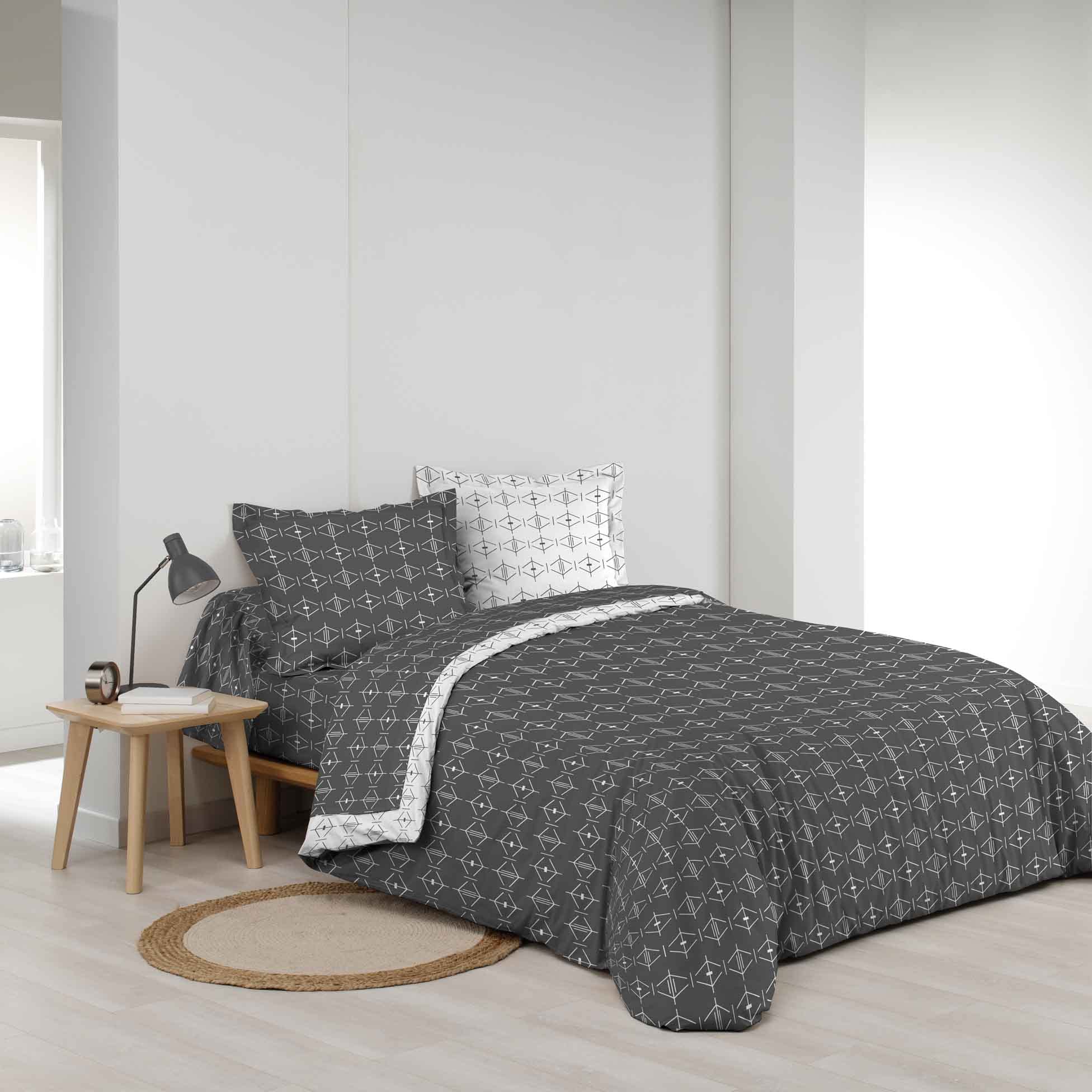 Douceur d'Intérieur, Aristide Duvet Cover (240 x 220 cm) Anthracite 100% Cotton, Charcoal - Image 4