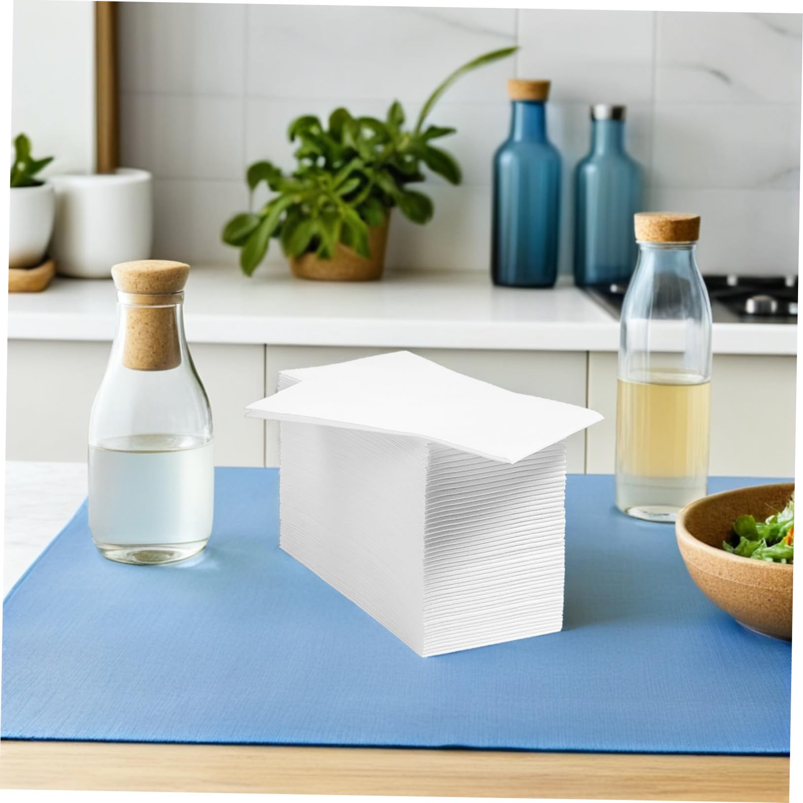 Servilletas de Papel para Fiesta y Almuerzo de 40x30 Cm, Color Blanco, Gruesas y Plegadas, Paquete de 100 Unidades para Cumpleaños y Restaurante
