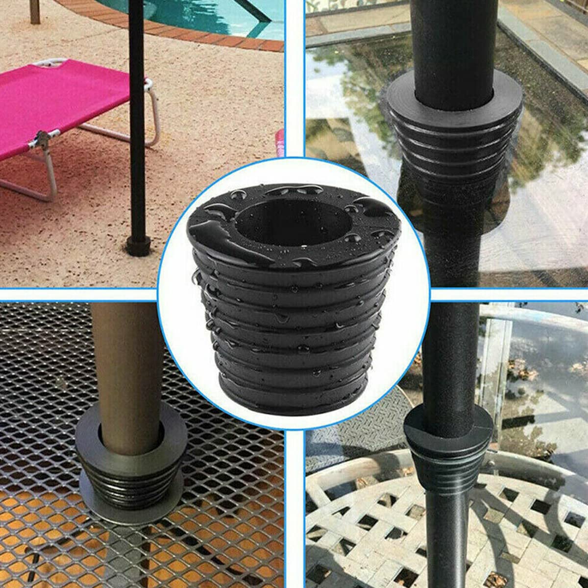 Pied Conique Pour Parasol WANGCL - 38mm - Fixation Pour Table De Jardin - Noir Caoutchouc Solide