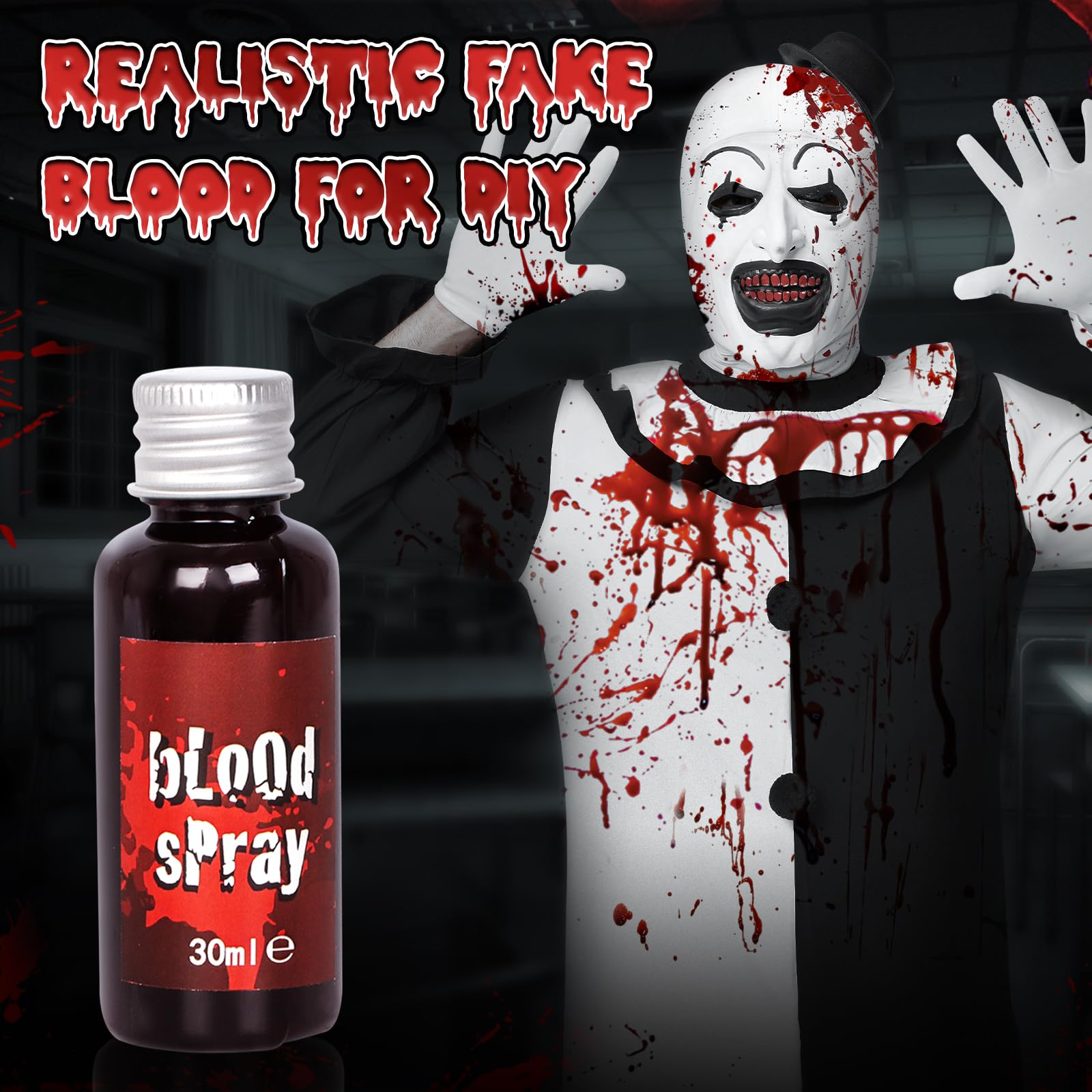 Kostium męski z horroru, terrifier na Halloween, kostium typu clown, zestaw z czarno-białym kombinezonem i maską z horroru terryfizera, na Halloween, karnawał