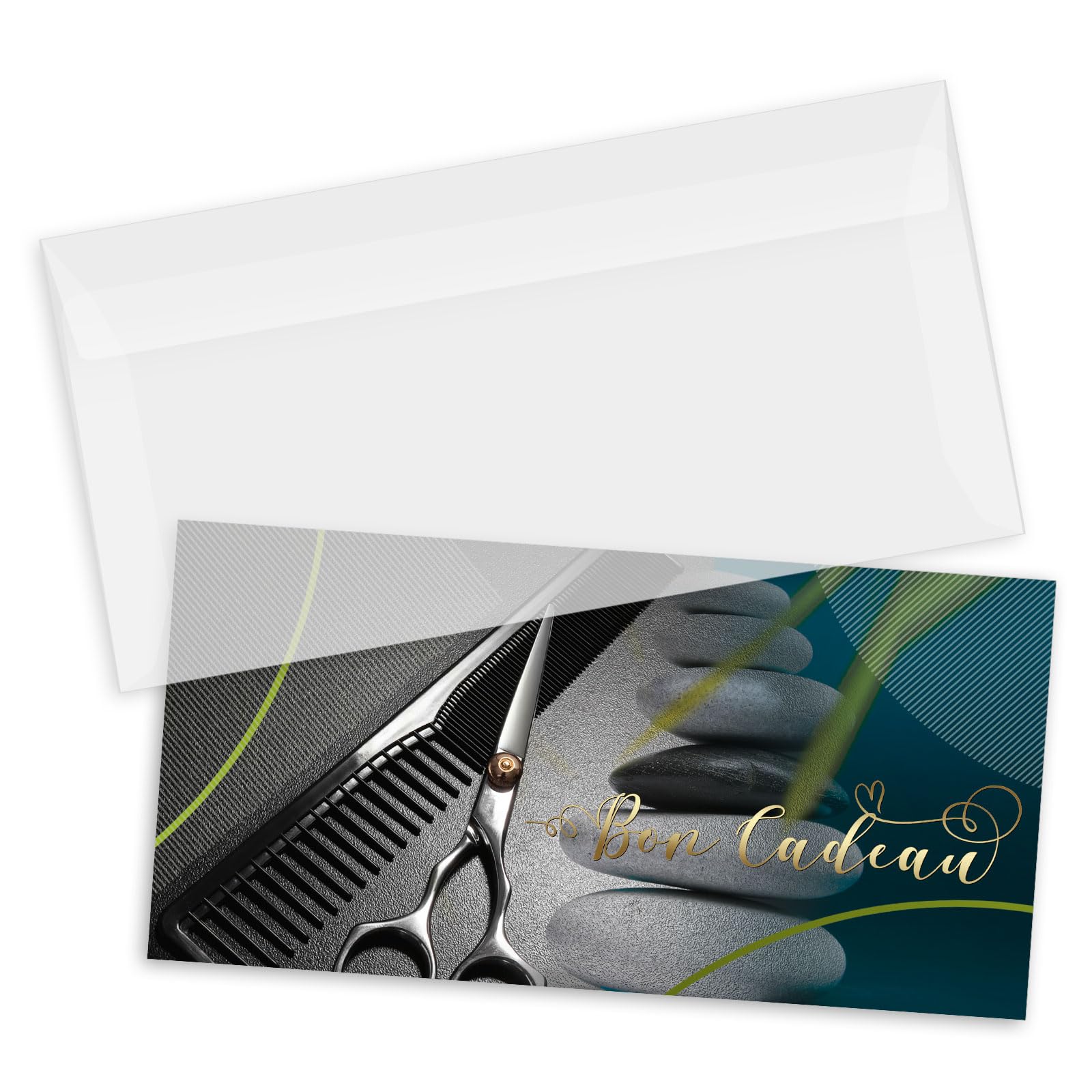POS BON - 100 bons cadeaux à remplir avec enveloppe - formulaires imprimés pour des salons de coiffure K9208F-1-100