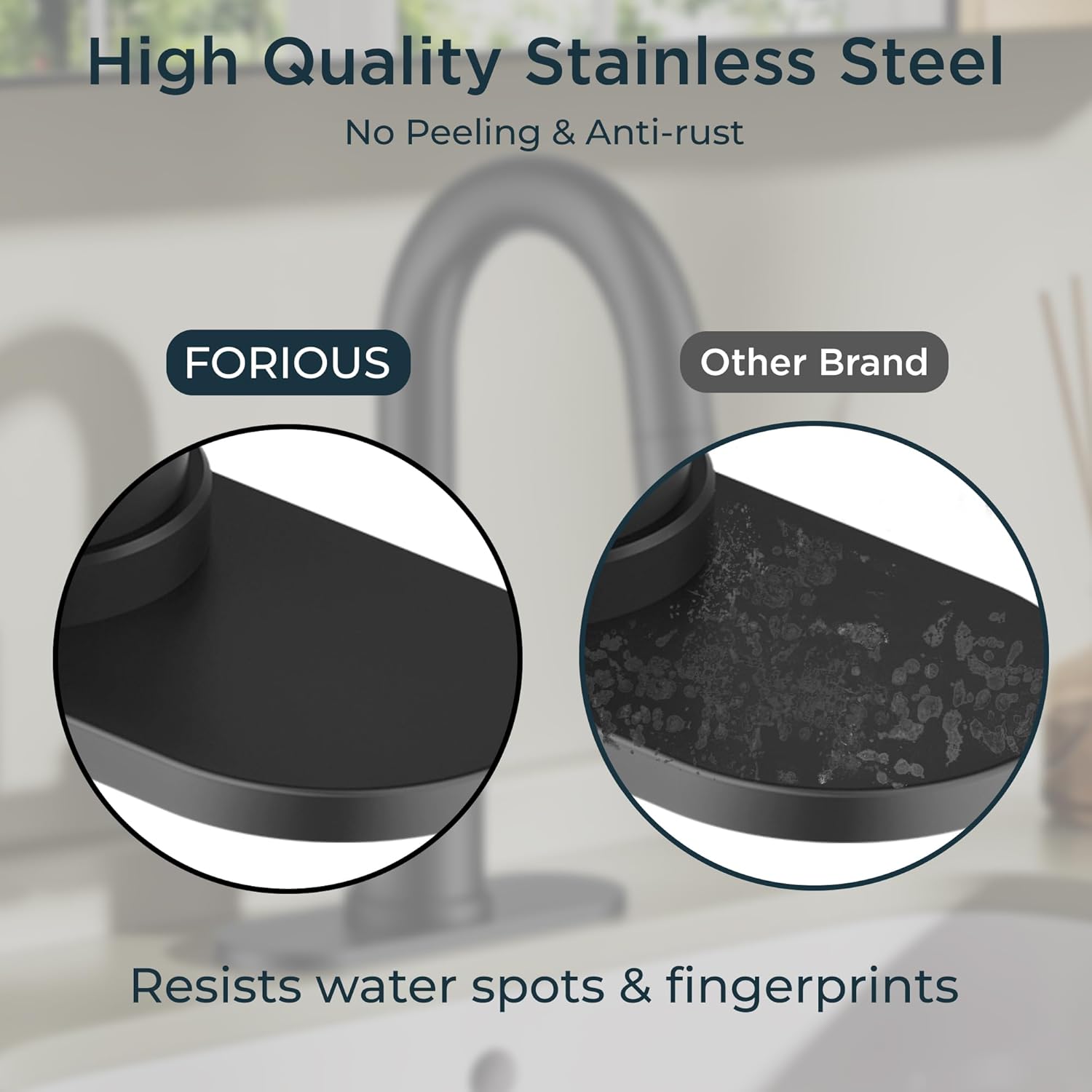 FORIOUS Matte Black Bathroom Faucet with Pull Down Sprayer, Single Hole Bar Sink Faucet 1 Hole with Pop Up Drain Hose, Suitable for Bathroom, RV,Vanity, Restroom & Utility Sink - Image 7