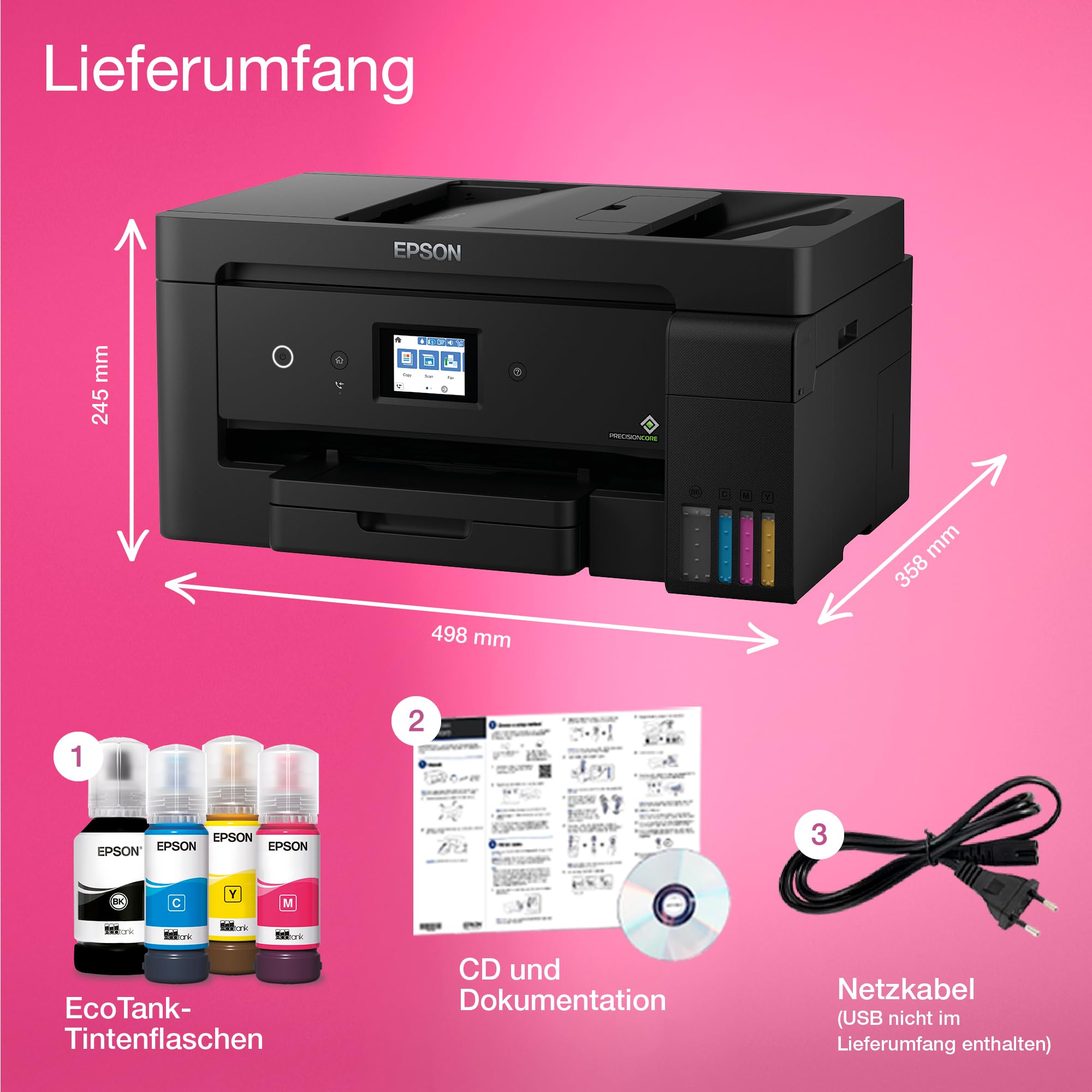 Epson EcoTank ET-15000 Tintentankdrucker | für Zuhause & kleine Büros | WLAN | A3+ | Drucken, Kopieren, Scannen, Faxen | Duplexdruck Druckening | 6.8 cm Touchscreen | 30-Blatt-ADF
