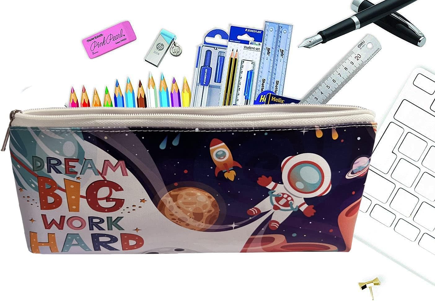JIADA Leather Space Astronaut Theme Pencil Stationery Pouch - 1 Pcs,Blue