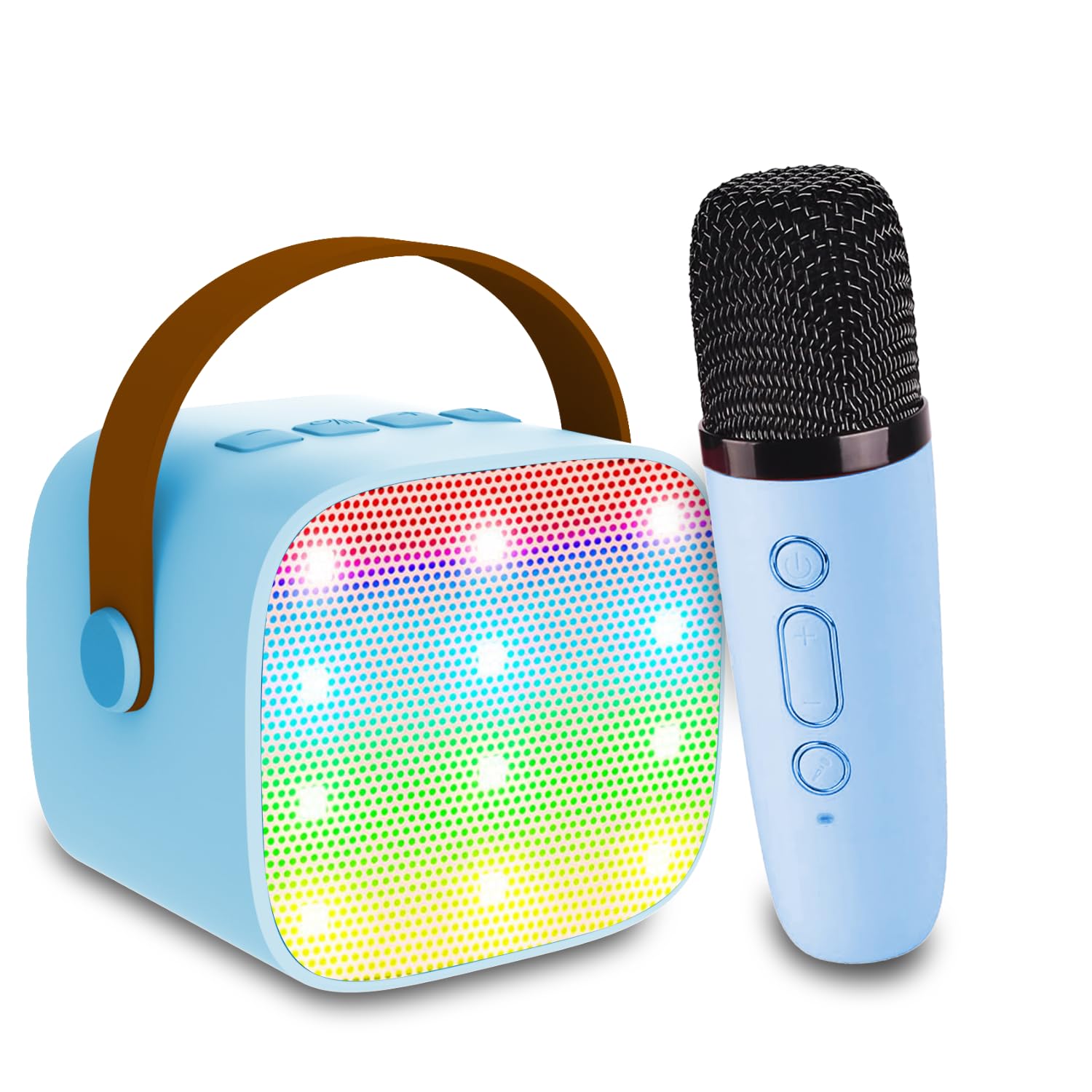 Mini Karaoke Machine for Kids Age 4-12, Bluetooth Speaker with 1 Wireless Microphone and LED Lights, Christmas Birthday Gifts for Girls Boys Adults