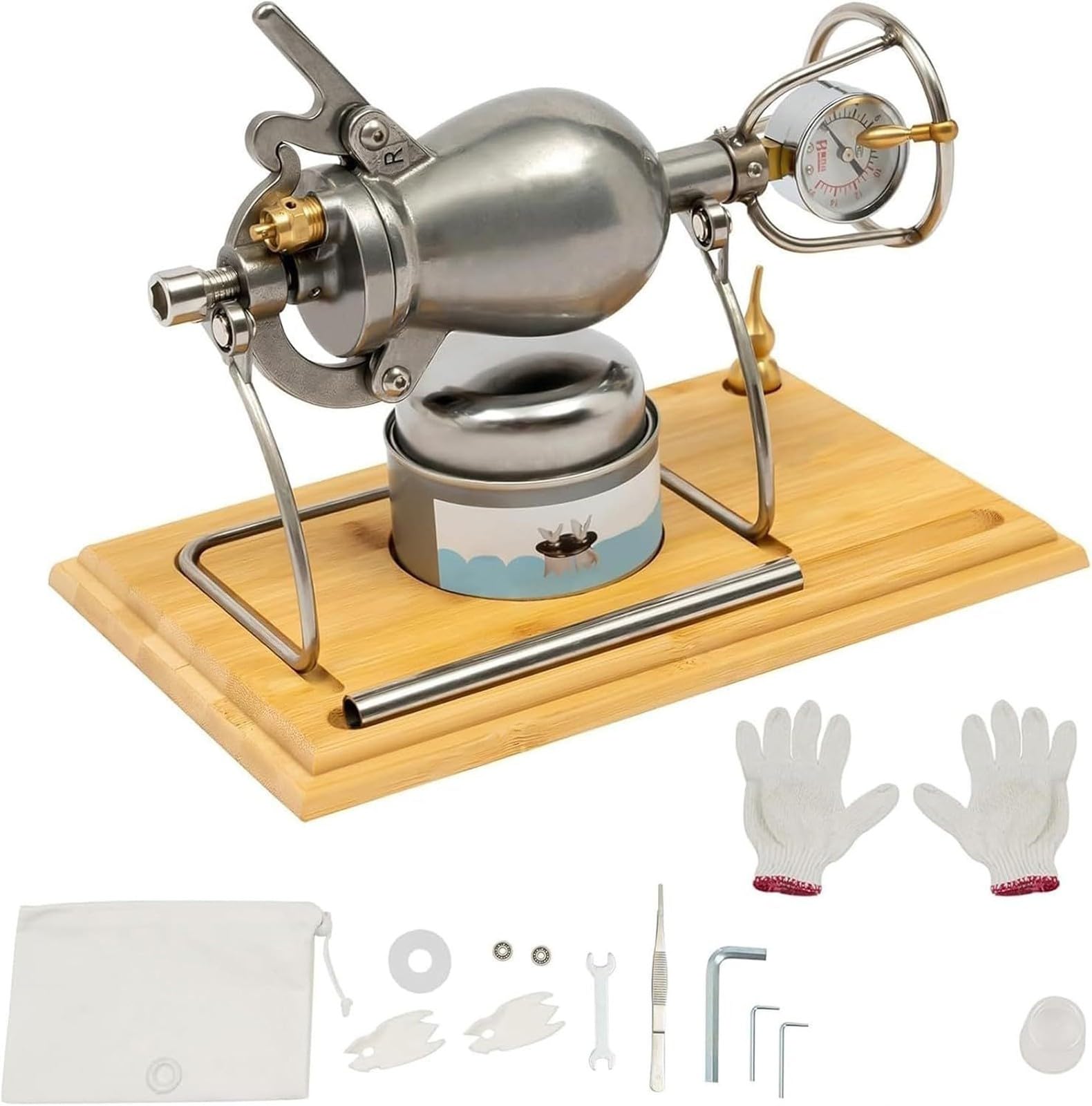 Popcorn Poppers Chiński Popcorn Ręczny Maker Dmuchany Ryż Makers Mała płyta kuchenna Pop-Corn Popper Home Retro Ciśnienie Popcorn (268 ml)