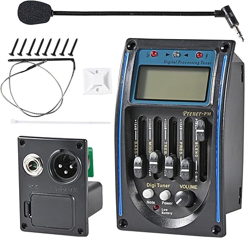 Pastilla de guitarra acústica, ecualizador ecualizador de ecualizador de 5 bandas, preamplificador piezoeléctrico sintonizador con micrófono