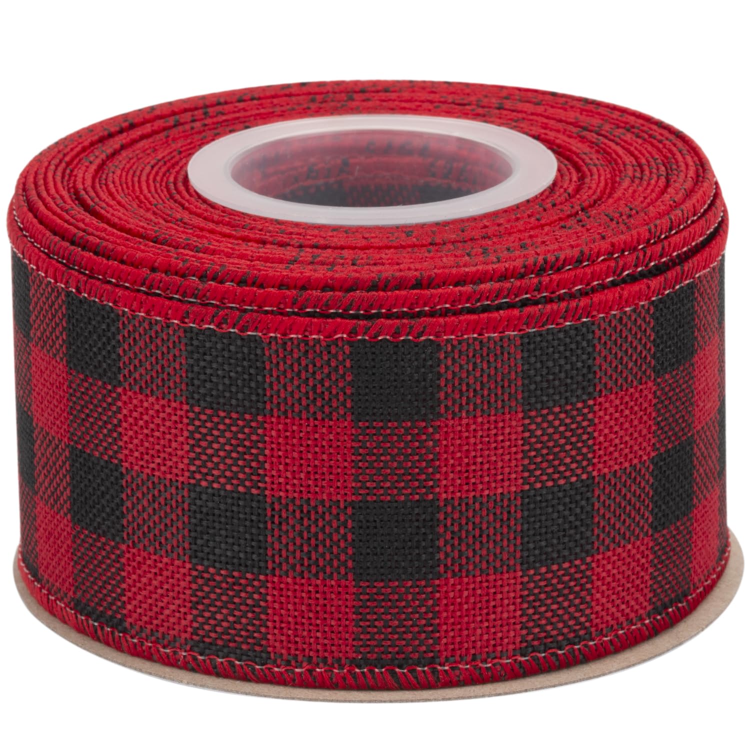 Joycrosso Wired-Edge Checkered Burlap Ribbon, 50mm x 9 Meter, Red/Black, Buffalo Plaid Ribbon for Gift Wrapping, Christmas Decorations, Wreaths, Big Bows, Rustic Farmhouse Holiday Decoration — image 1