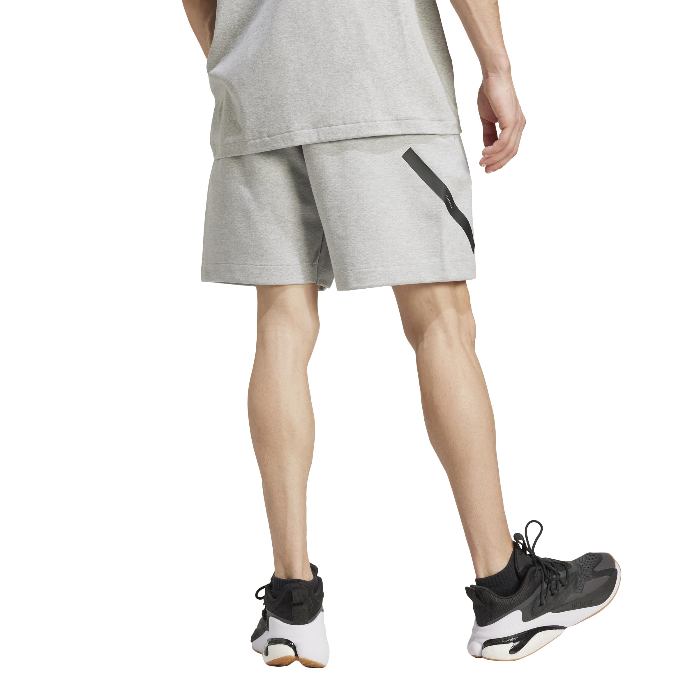 adidas Pantalones Cortos Z.N.E. para Hombre, Color Gris Medio Jaspeado, Mediano