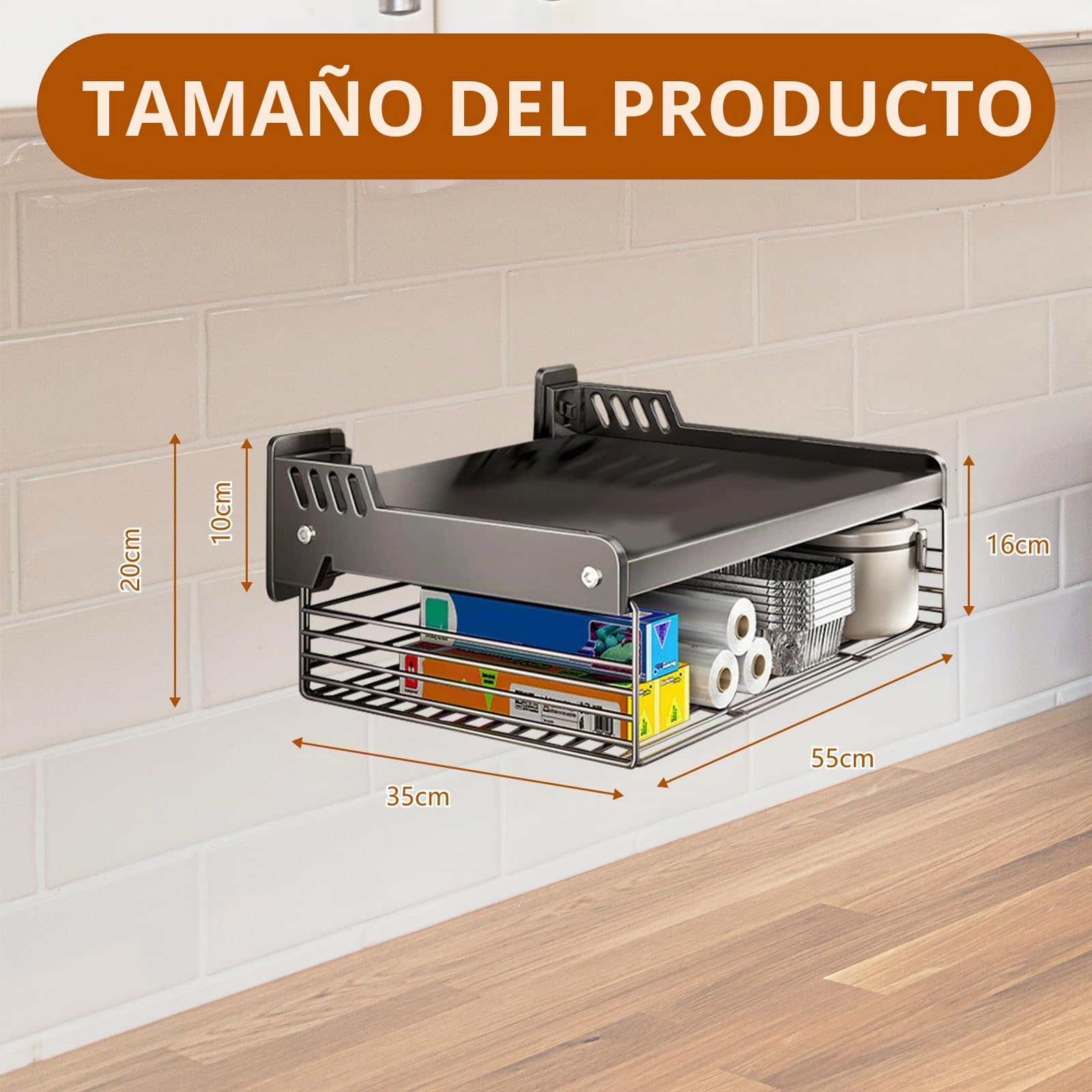 Soporte Microondas, Soporte para Microondas de Pared 2 Niveles con Cesta de Alambre Estanteria Microondas Cocina de Metal para Horno y Microondas
