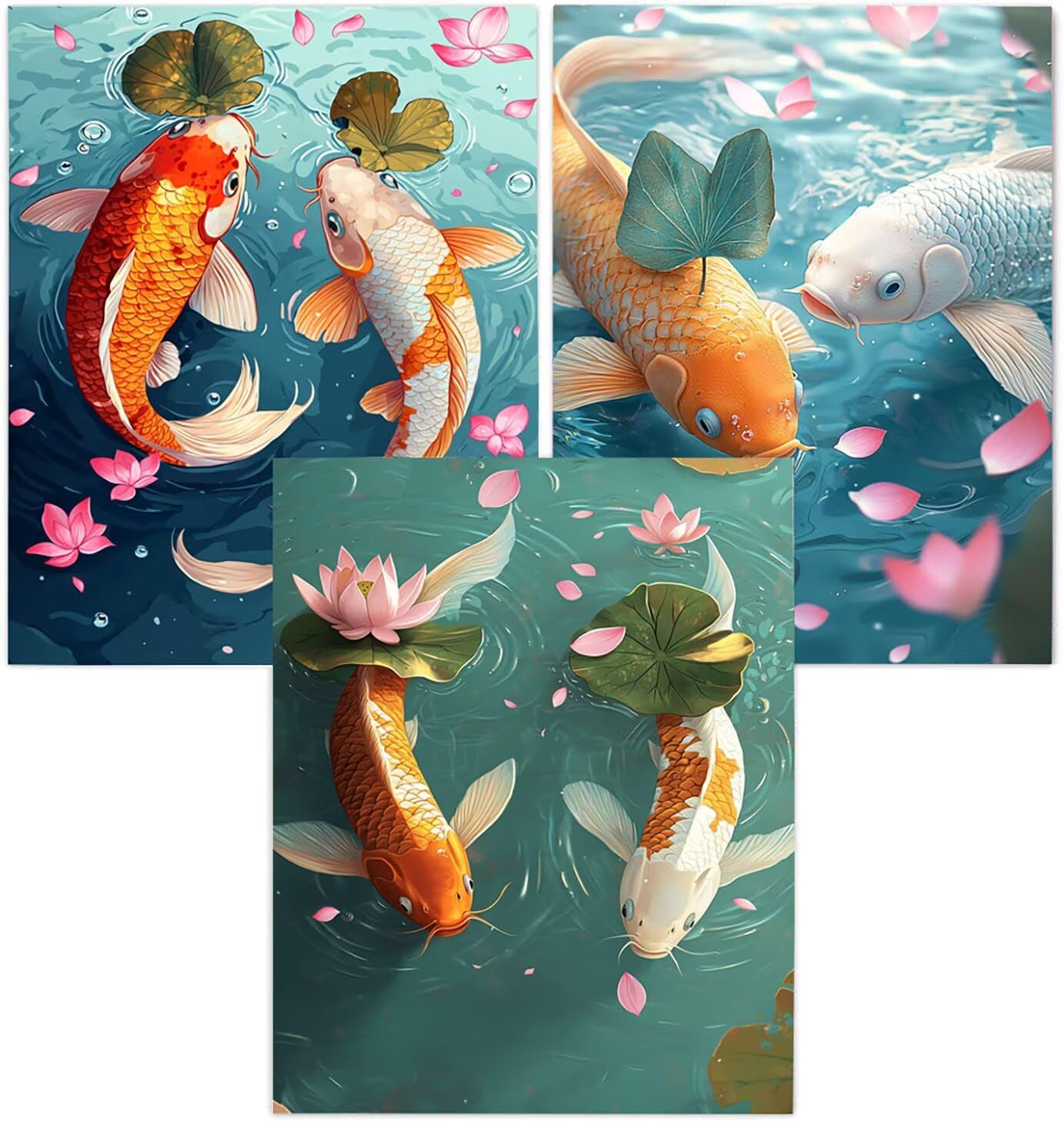 Cnyaunfi 3 Pezzi Animali Pittura Diamante Fai-Da-Te 5D Blu Diamond Painting Kit Completo per Hobby Creativi Adulti, Pittura Diamante Artigianale Per La Decorazione Della Parete Di Casa 70x90cm YF-3559