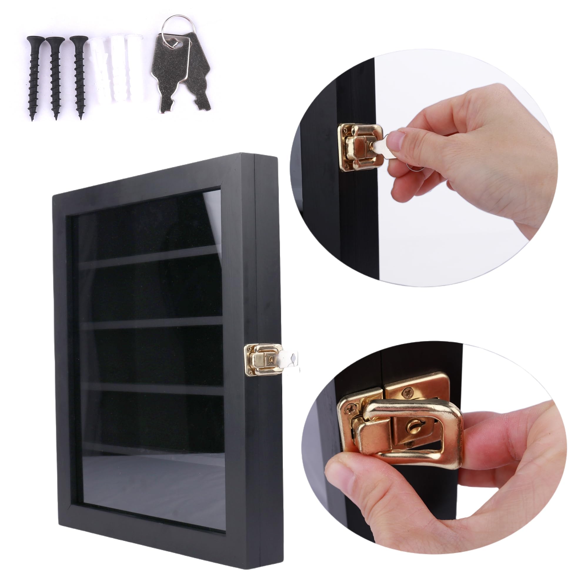 Présentoir pour Couteau de Poche,Présentoir pour Couteau,pour Couteau de Poche et Couteau Pliant Militaire,Résistant à la poussière et aux UV,Verrouillable,Noir