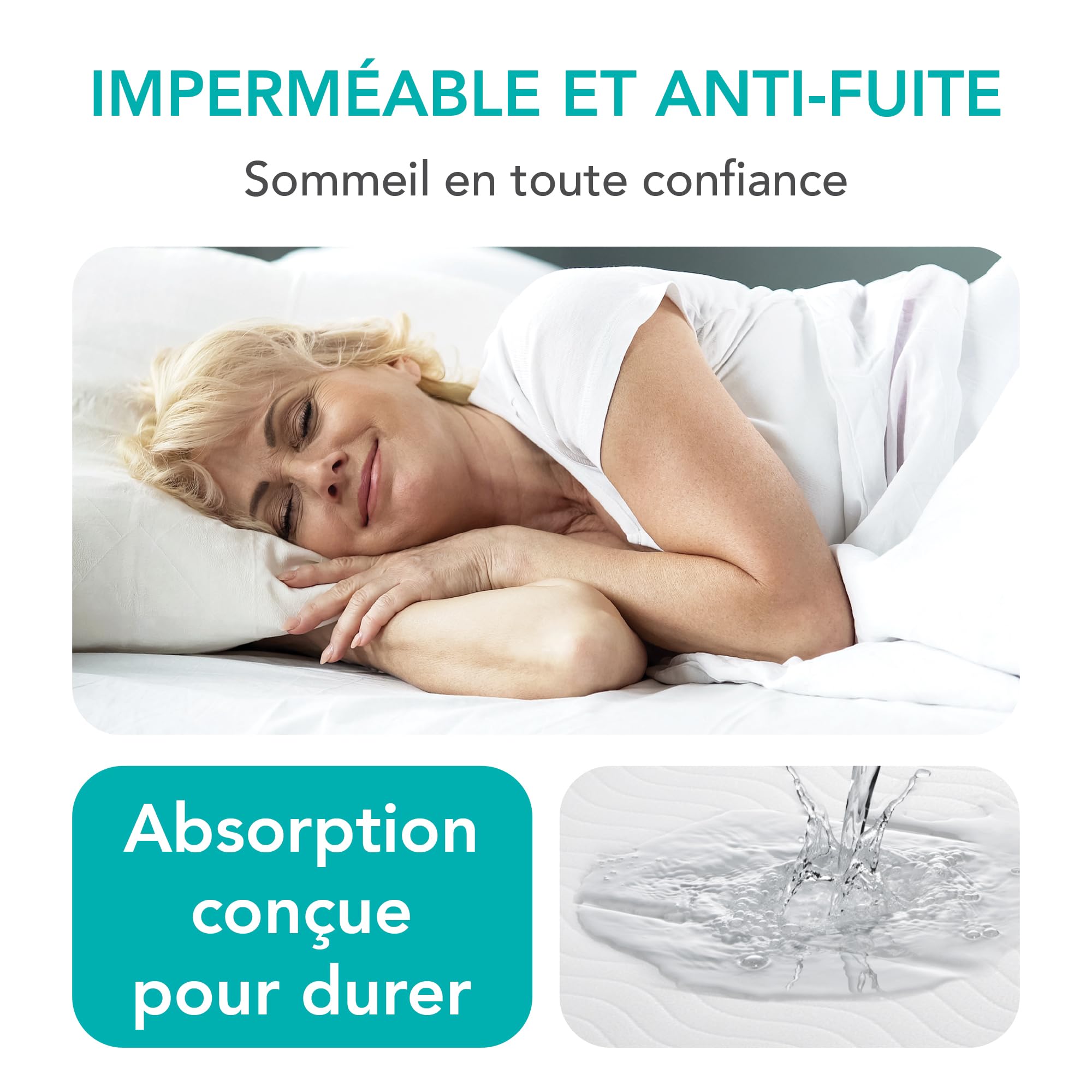 Ôhm 2X Alèse Lavable Incontinence 90x160 cm – Protège Matelas Imperméable Haute Absorption pour Fuites Urinaires, Protection Lit Nuit & Quotidien Adulte, Oeko-TEX