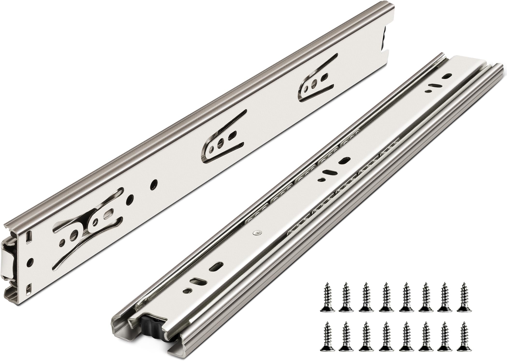 18 Inch Drawer Slides, Plusmart Drawer Slide Glides Ball Bearing Full Extensin Cabinet Slides, 3 Folds, 150LB, 6 Pairs