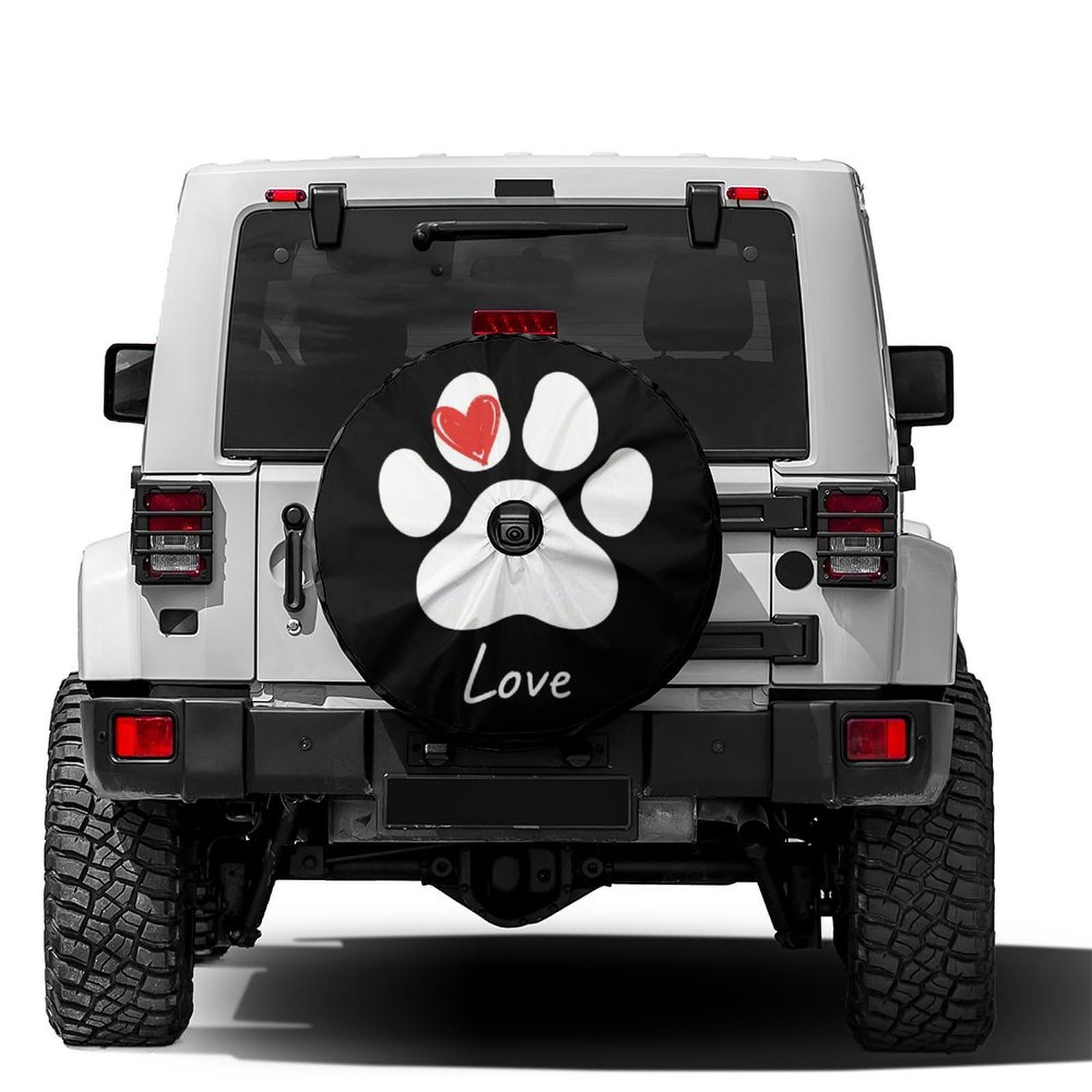 Delerain Spare Tire Cover with Backup Camera Hole Dog Footprint Paw Print Wheel Covers Sun Protection Waterproof for Jeep Truck RV Trailer SUV and Many Vehicle (14 Inch for Diameter 23"-27")