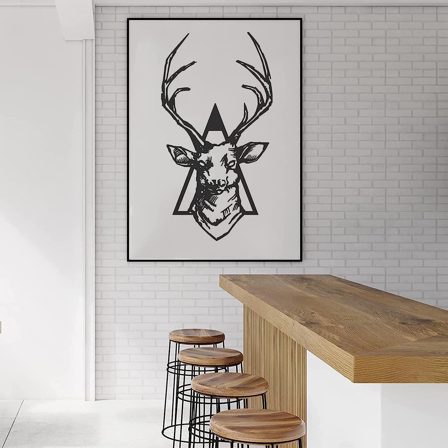Metal Deer Head Wall Decoration, Modern Wall Art Deer Head, Geometric Deer Head Metal Wall Sculpture, for Home, Office and Living Room, House Warming Gift Africa Theme