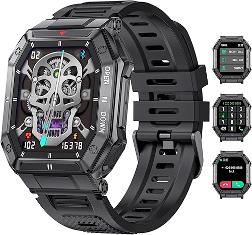 Miniatura 1 de Relojes inteligentes para hombre reloj inteligente militar Android iOS de 185 pulgadas reloj inteligente con presión arterial frecuencia cardíaca