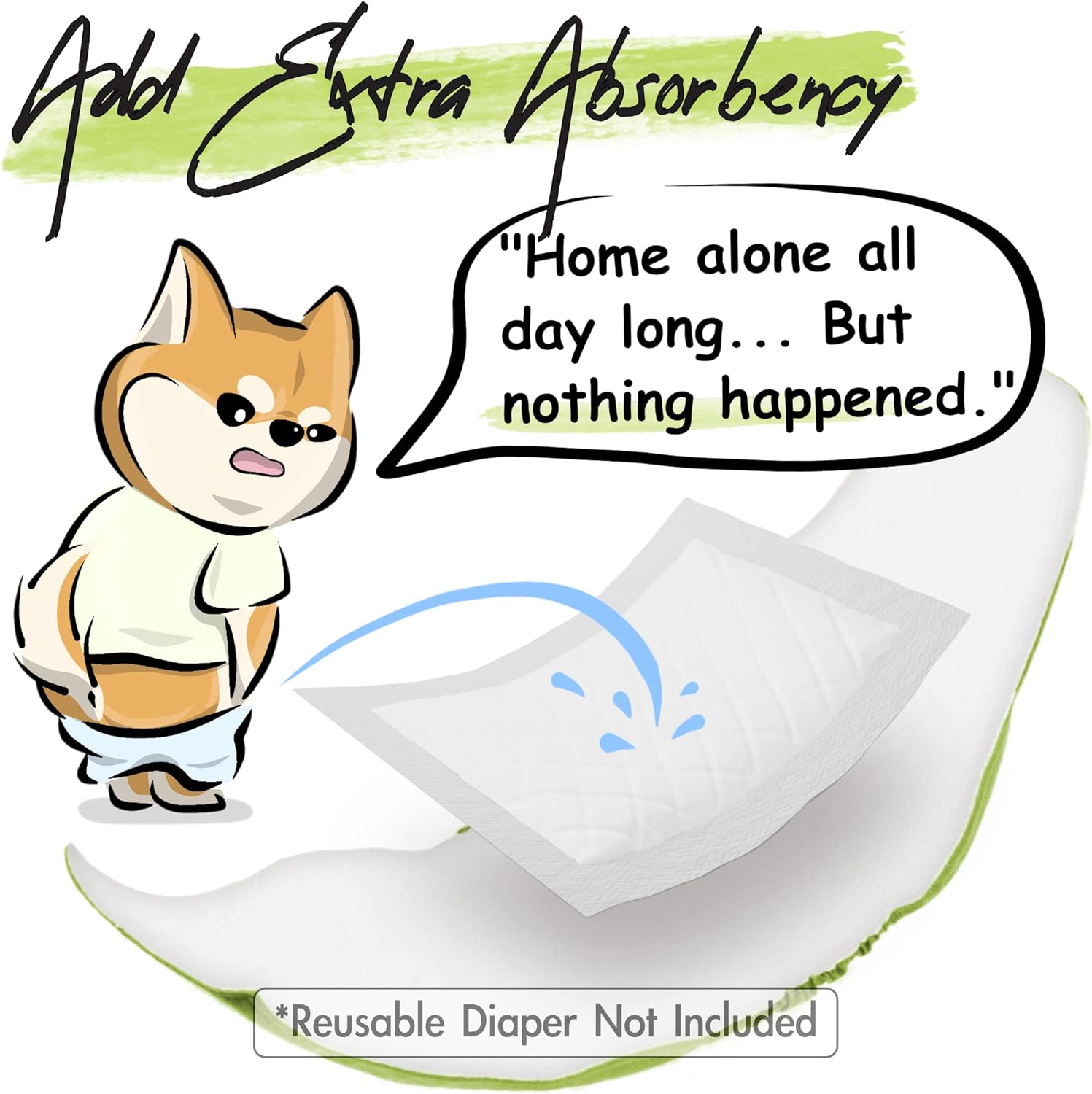 WICKEDPUP Dog Diaper Liners Booster Pads for Male and Female Dogs, 100ct | Disposable Doggie Diaper Inserts fit Most Reusable Pet Belly Bands, Cover Wraps, and Washable Period Panties : Pet Supplies