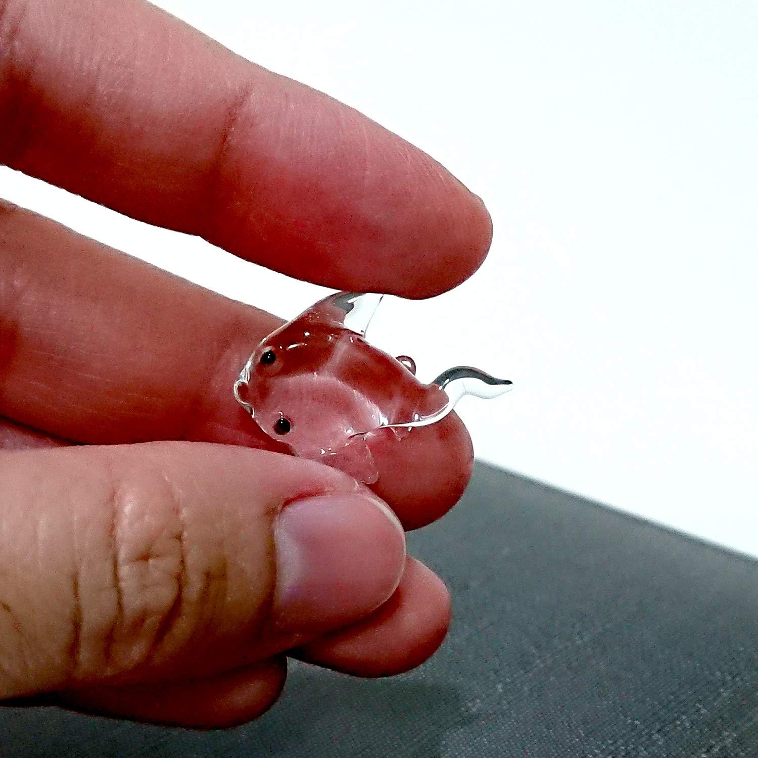 SansukjaiRare Manta Ray Tiny Micro Crystal Figurines Hand Blown Clear Glass Art Sea Animals Collectible Gift Home Decor