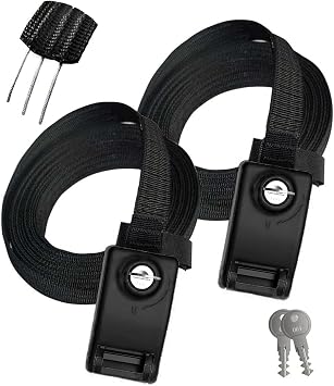 2 Pack Lockable Tie Down Strap, with 3 Stainless Steel Cables, for Lashing Locking Kayak, Bike, Surfboard, 10 Feet Each