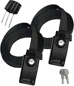 Lovinouse 2023 Upgraded 2 Pack Lockable Tie Down Strap, with 3 Stainless Steel Cables, for Lashing Locking Kayak, Bike, Surfboard, 10 Feet Each
