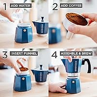 Vista 8 de GROSCHE Milano Cafetera Moka para estufa, para 9 tazas de café expreso, de 15.2 onzas, azul. Cafetera de estufa Moka, espresso italiano, greca