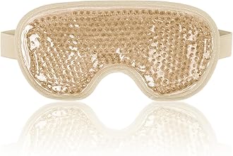 NEWGO Cooling Eye Mask for Puffy Eyes, Reusable Hot Cold Therapy Gel Cold Eye Mask for Migraine, Headache, Dark Circles, Dry Swollen Eyes, Sinus Pain-Champagne Gold