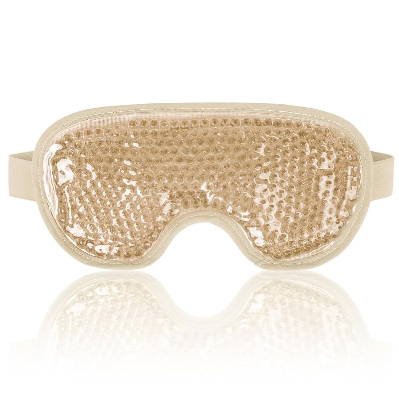 Máscara para os olhos NEWGO reutilizável com gel e bolsa de armazenamento, Champane