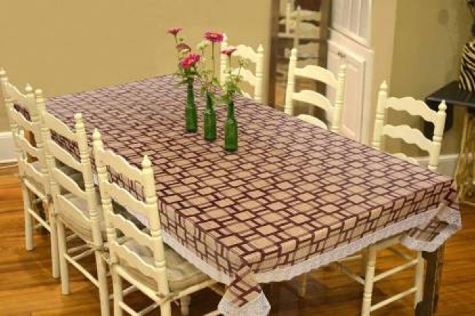 ZITIN Yellow Check Design Dining Table Cover | YELLOW CHECK DESIGN DINING TABLE COVER-image-29