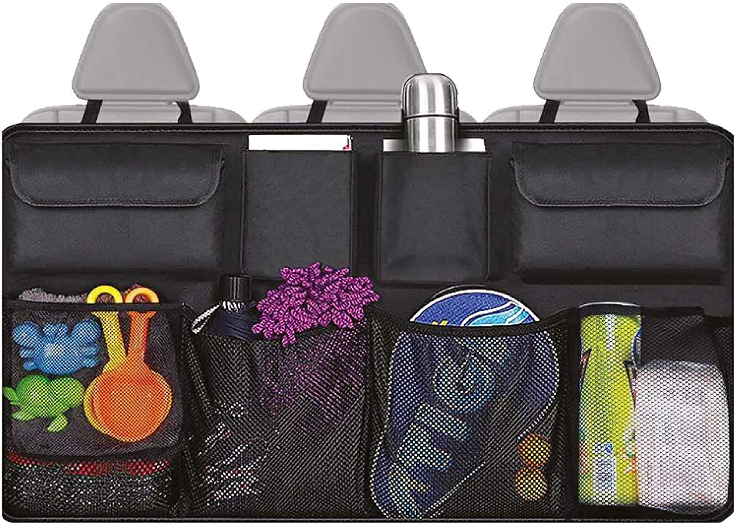 Car Boot Organiser Back Seat Organiser Heavy Duty Waterproof Trunk Car Boot Storage Tidy Bag With 8 Large Pockets 3 Hanging Straps And Hook & Loop Fixing Strips-image-4