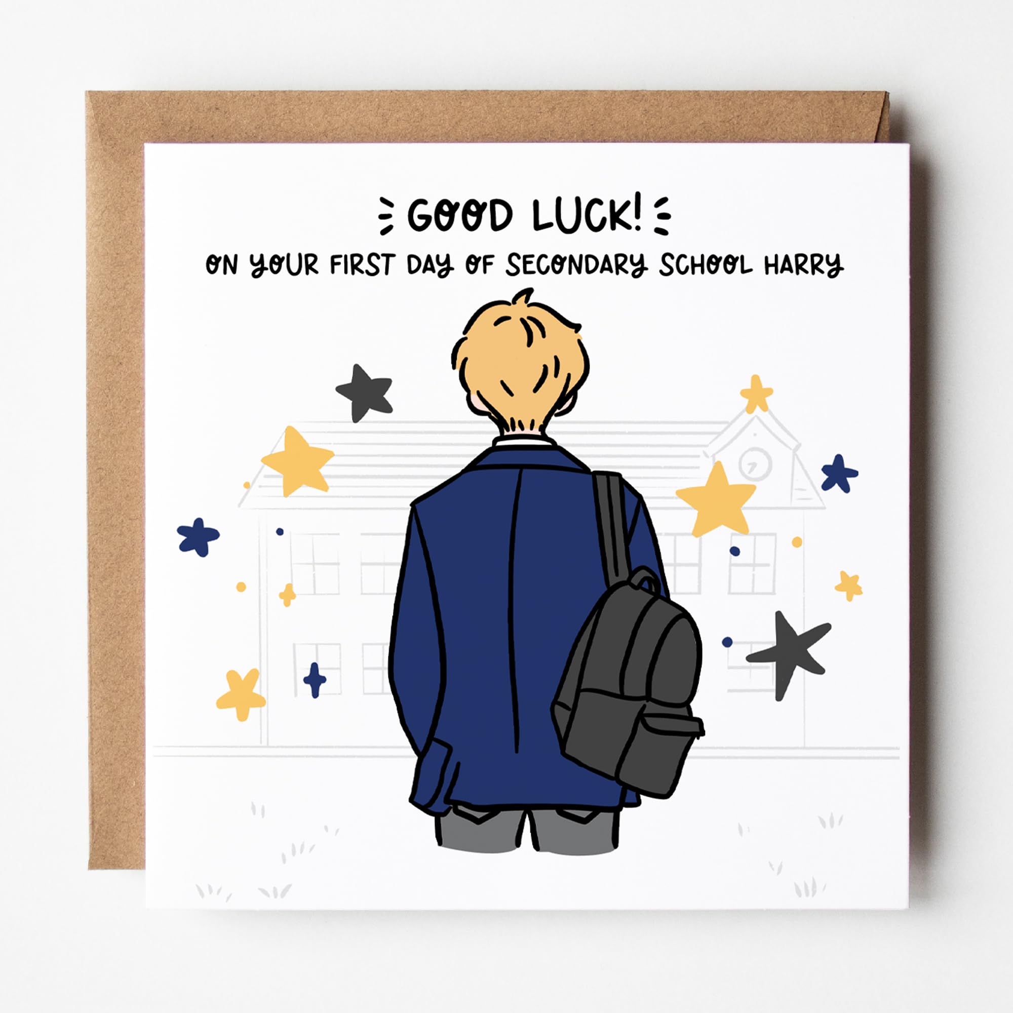 Boys First Day of Secondary School Card • Customisable Year 7 Secondary School for Boys • Starting Middle School Card • Good Luck First Day of Senior School • 1st Day of Secondary School Card