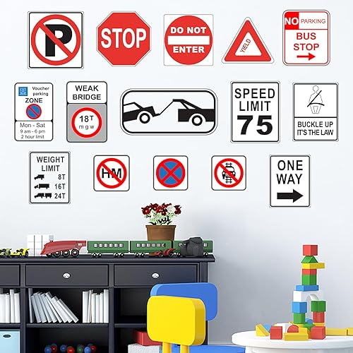 Miniatura 1 de Adhesivos de pared con señal de tráfico, señal de alto, una manera, rendimiento, punto no entrar, letrero de transporte callejero, calcomanía de