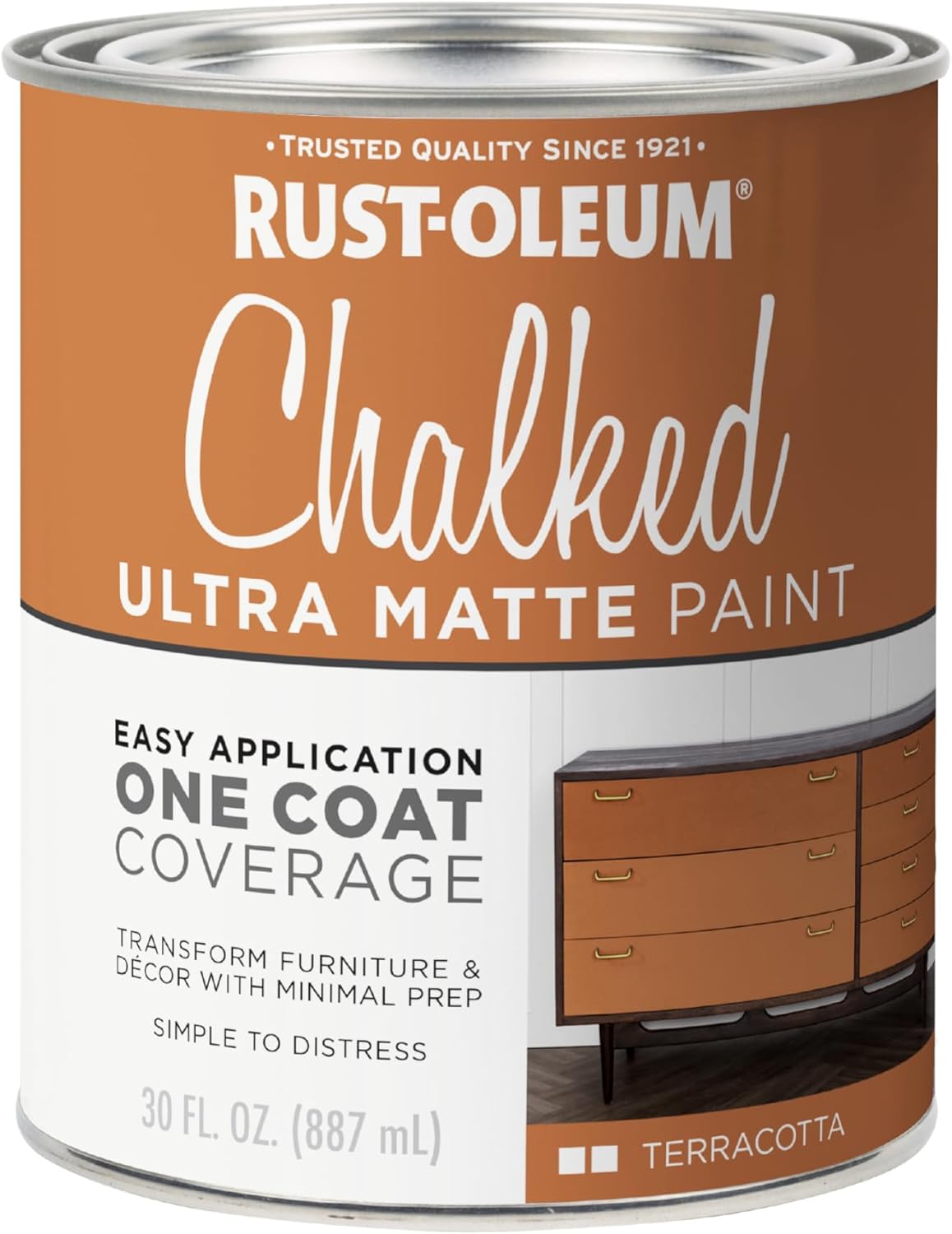 Rust-Oleum Terracotta Chalked All-in-One Ultra Matte Paint | One Coat Coverage | No Primer, Sanding, Or Topcoat Needed | Easy Clean Up | Made in USA | 30 OZ