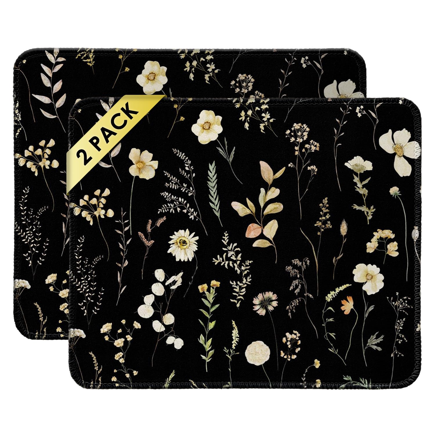 Square Mouse Pad with Stitched Edge, Premium Mousepad Washable Cloth. Computer Mouse Pad with Non-Slip Rubber Base, Mouse Pads for Computers Laptop