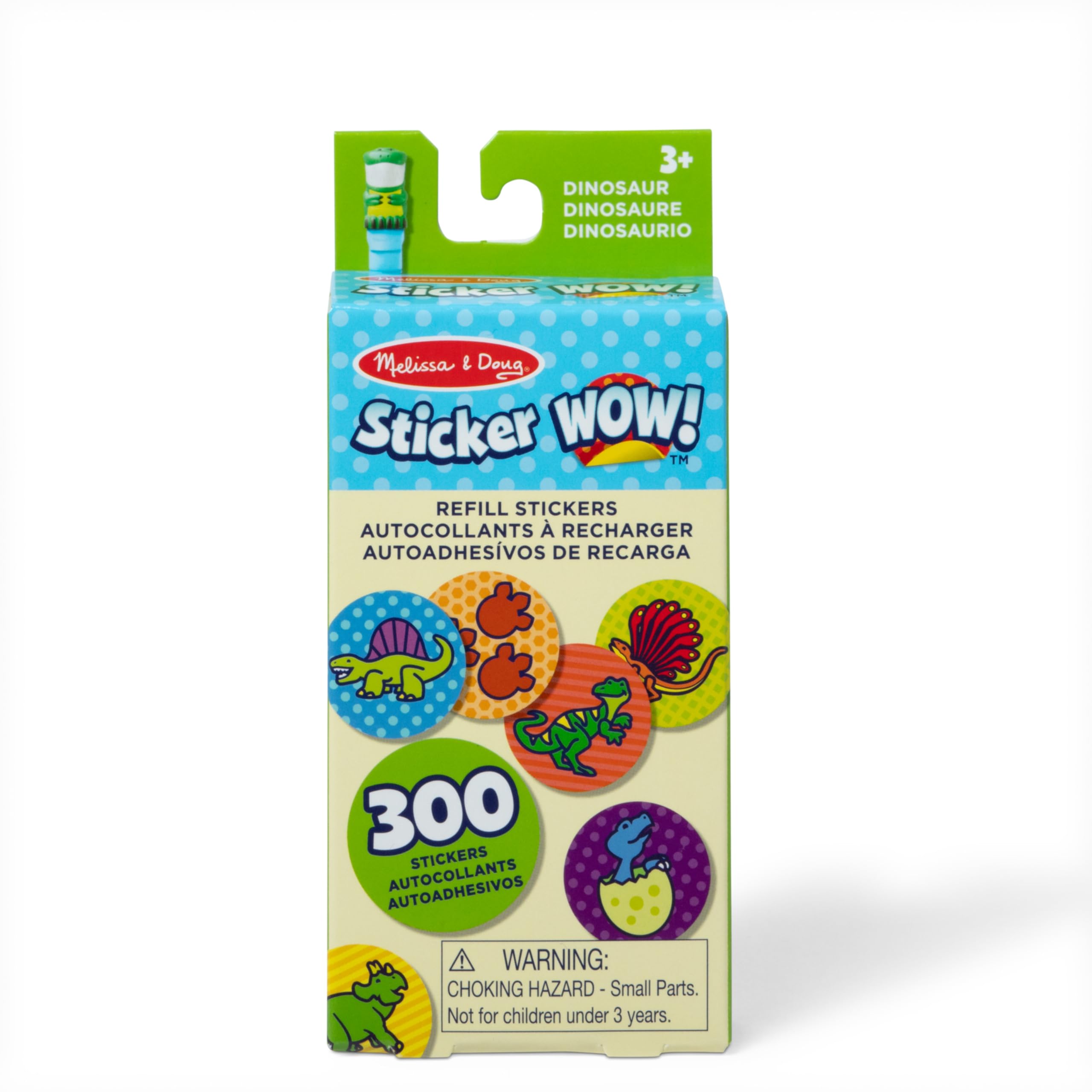Melissa & Doug Naklejka WOW 300 uzupełniających naklejek do stempli sztuki i rzemiosła Fidget Toy Collectibles–Dinozaur prehistoryczny motyw, różne (tylko naklejki) – usuwalne naklejki, zabawki