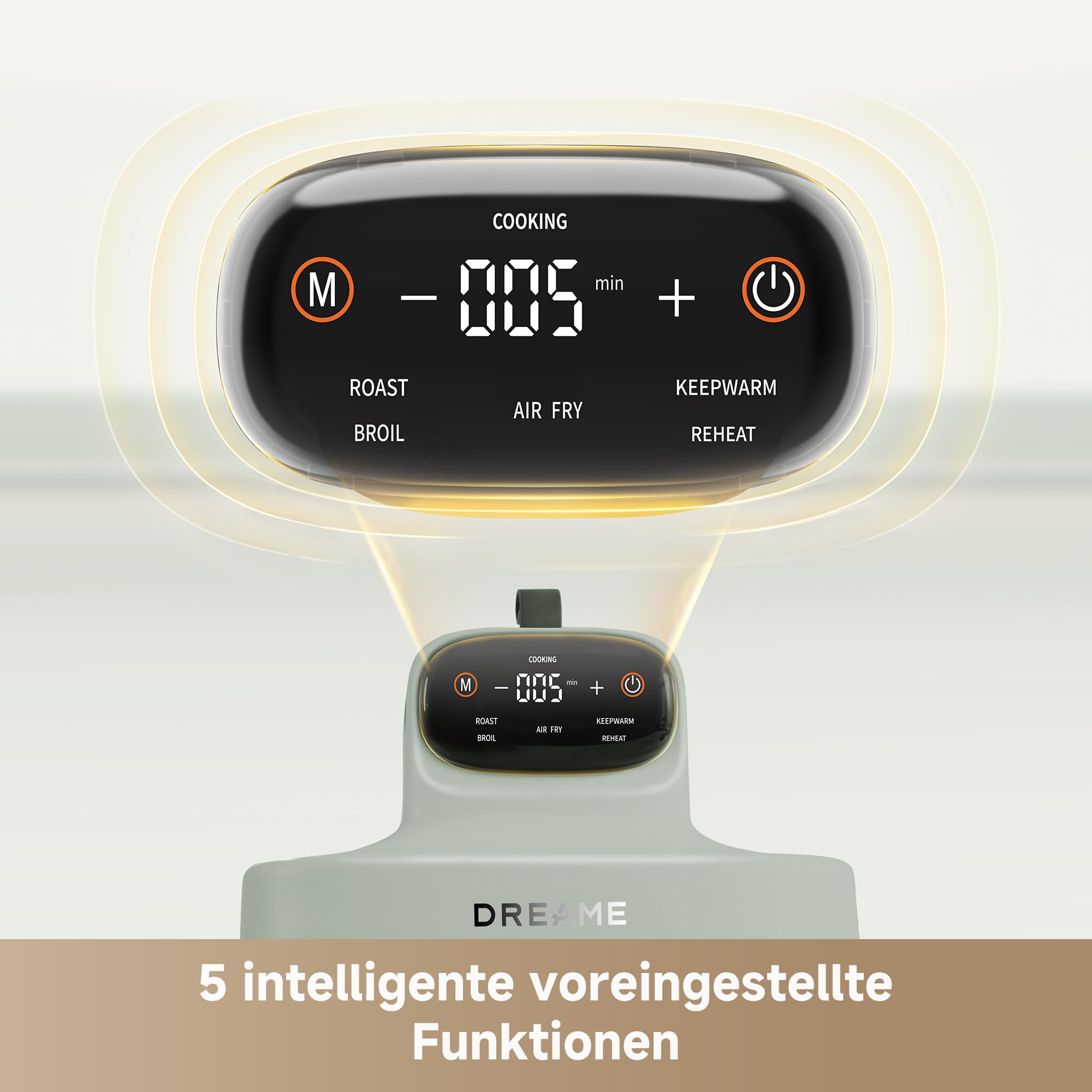 dreame Tasti AirFryer 5-in-1 tragbare Glas-Heißluftfritteuse, Zwei-Behälter-Setup (2,5 L + 4,5 L), 6 mm Borosilikatglas, 3D-Heißluft-Umwälzung, spülmaschinengeeignet, 360°-Panorama-Ansicht, abnehmbar