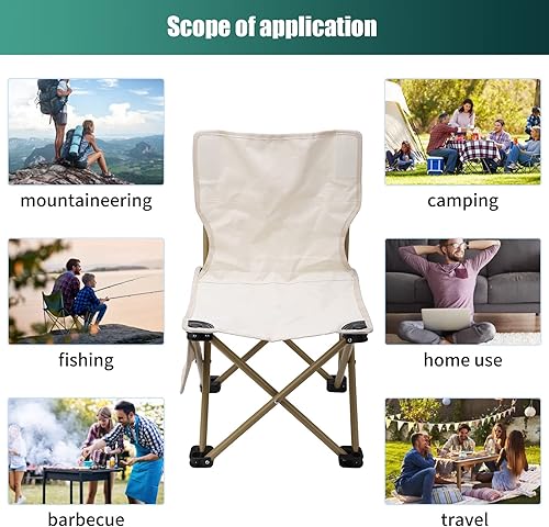 Miniatura 3 de Silla de camping portátil, diseño plegable, marco de acero inoxidable, cojín de tela Oxford, patas antideslizantes para silla, ideal para