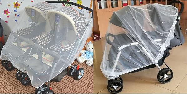 Double Stroller Anti-Mosquitos Net Insect Net for Carseat Twin Pram Mesh Cover Double Stroller Mosquito Net - 2