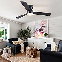 Vista 7 de Asyko Ventiladores de Techo con Luces, Ventilador de Techo de Perfil Bajo de 46" con Luz y Control Remoto, Montaje al Ras, Reversible, Regulable