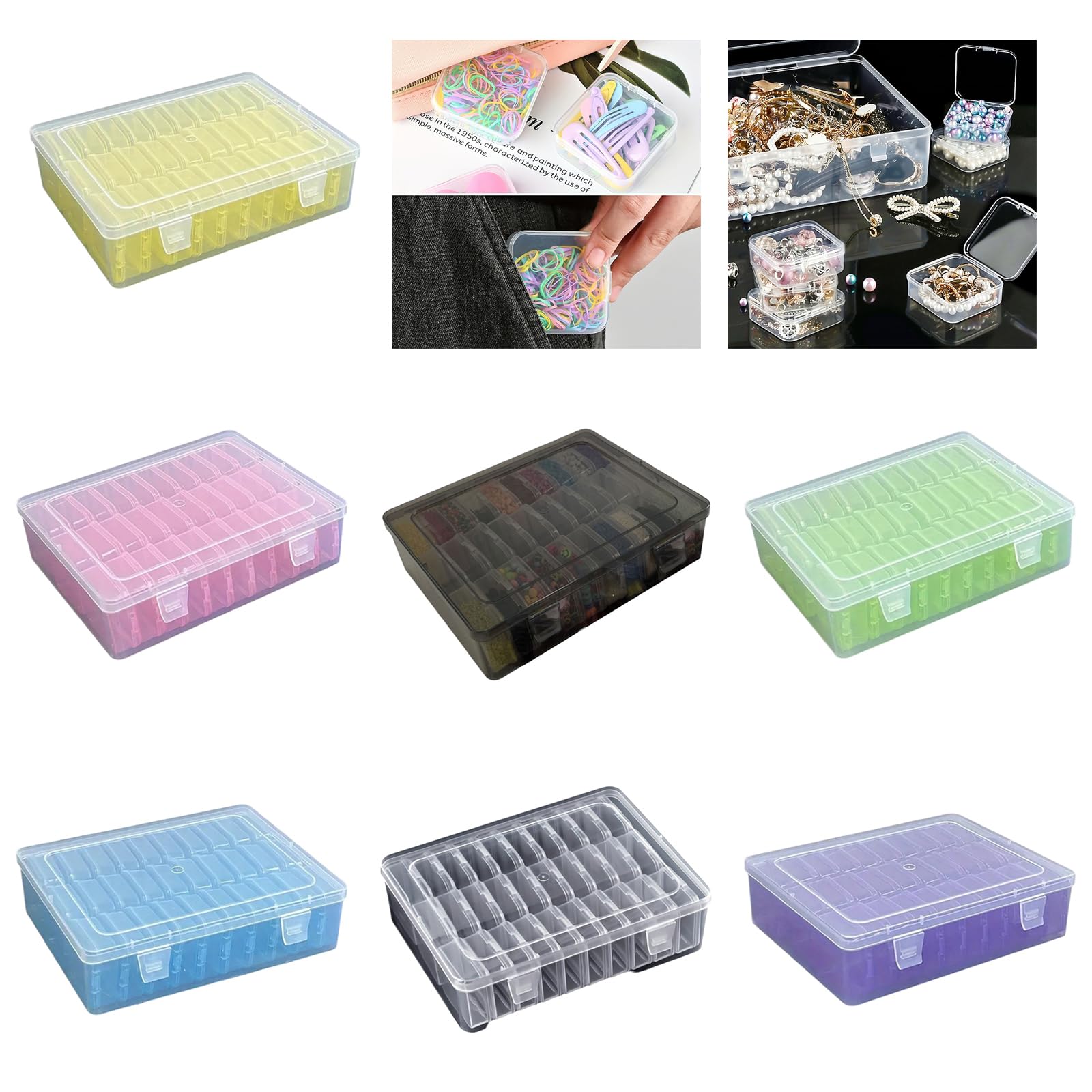 Organizzatori multifunzionali in plastica trasparente e robusta da 30 slot Accessorio per la casa per gioielli con perline e piccoli oggetti Vetrina per esposizione gioielli