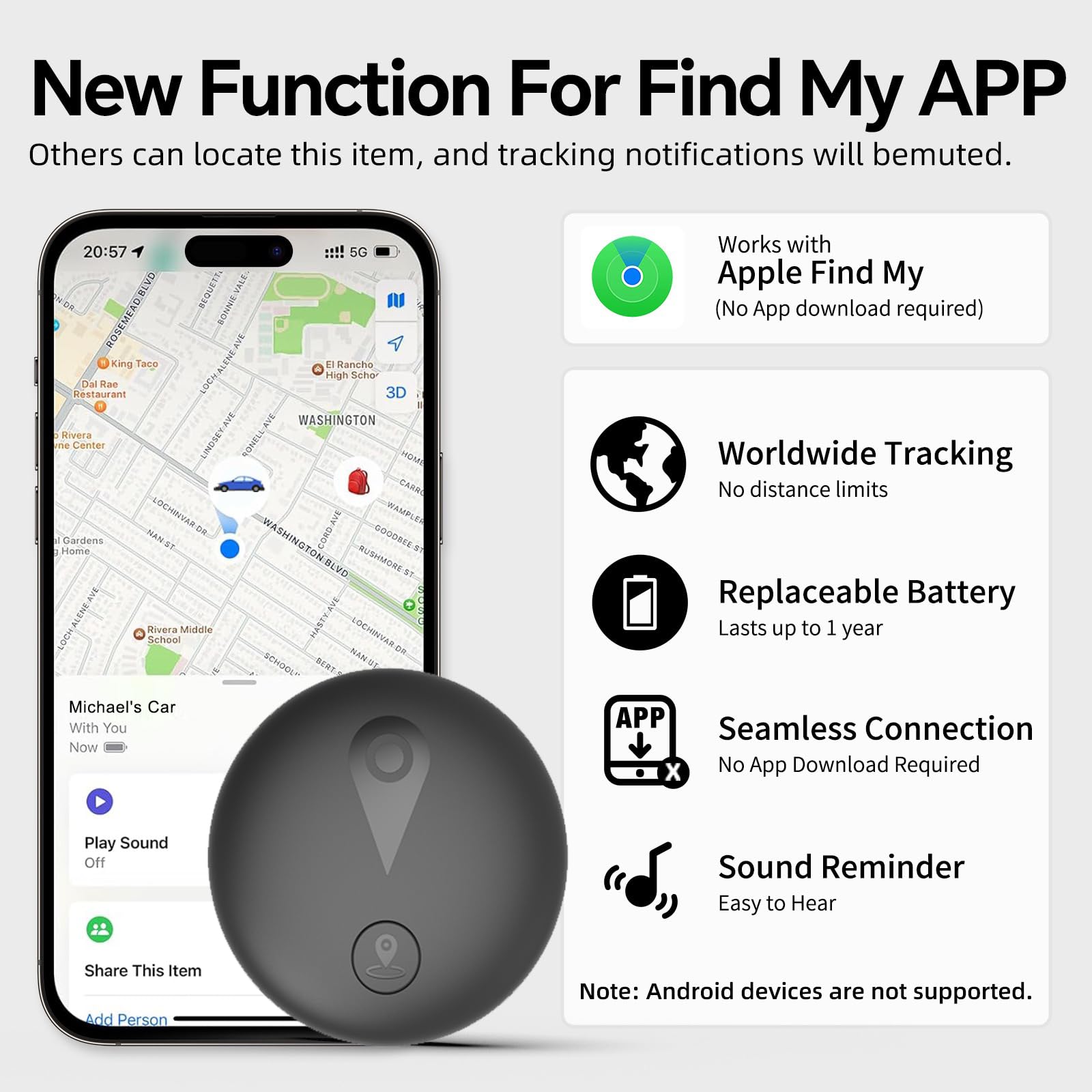 GPS Tracker for Dogs, Smart Collar with Real-Time Location - Pet Location Tracker with Holder, No Monthly Fee/No SIM Card, Works with iOS Find My, Ultra-Slim, IP68 Waterproof, 12-Month Working Time - image 6