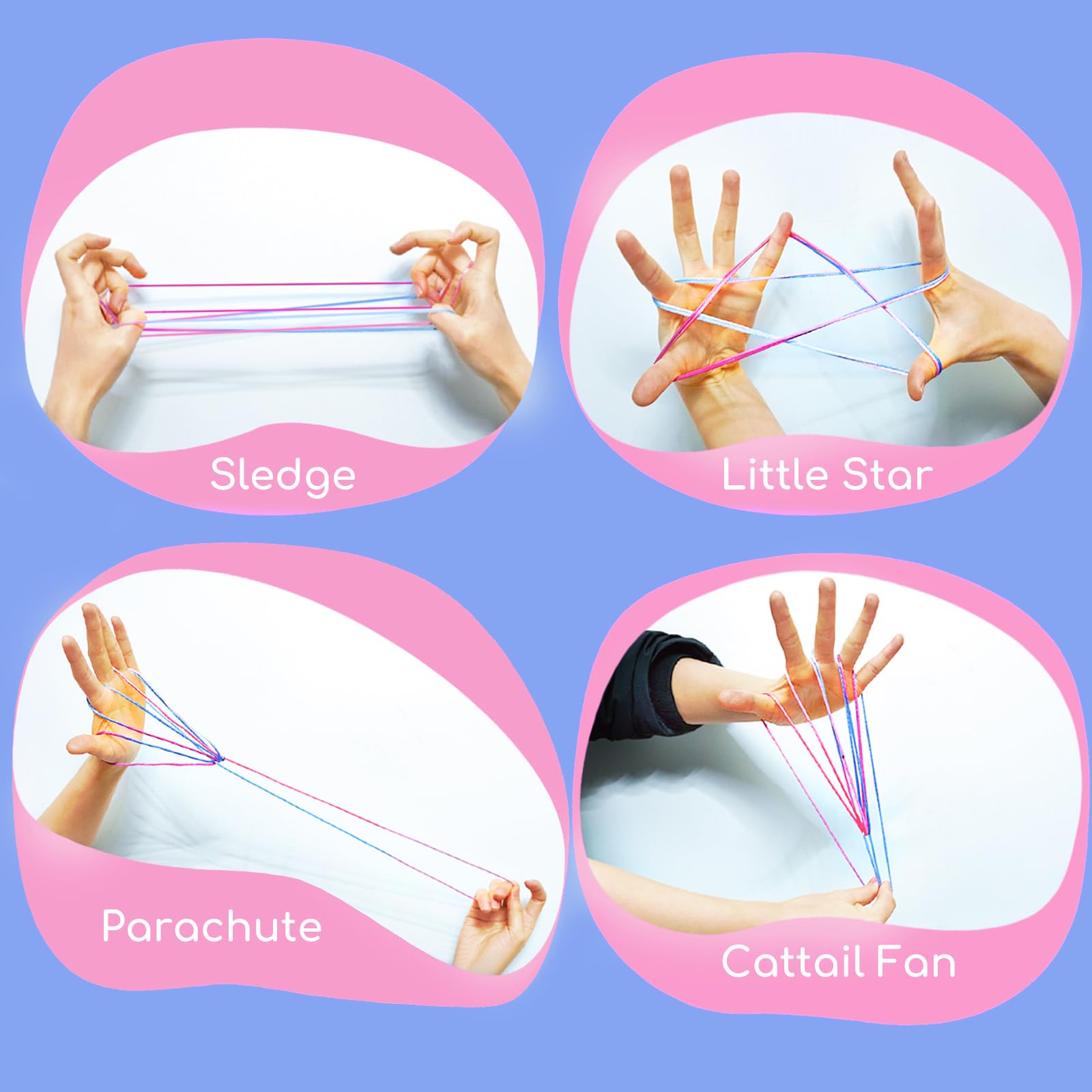 Kleintober Premium Finger Twist Gioco Del Filo Per Bambini – Corda Elastica Arcobaleno 160 Cm Con Istruzioni Video, Da 3 Anni