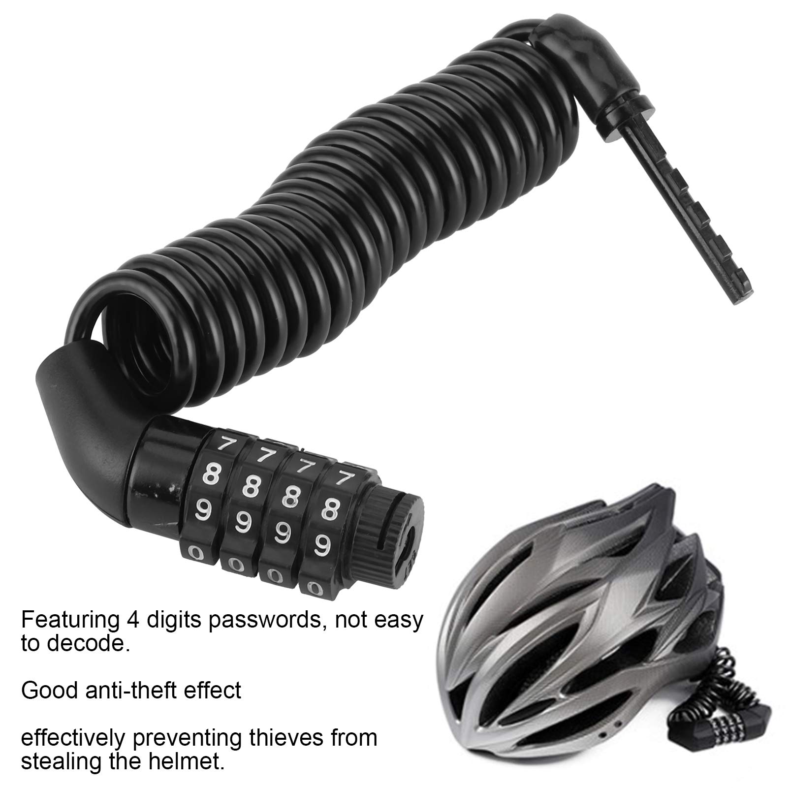 Helm-Kabelschloss, Passwort-Kombination, tragbarer Sicherheits-Motorrad-Fahrradhelm, Diebstahlschutz Sport & Freizeit